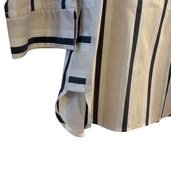 Foxcroft Women's Size 14 Beige Striped Non Iron Stretch Tunic Top - Picture 5 of 9